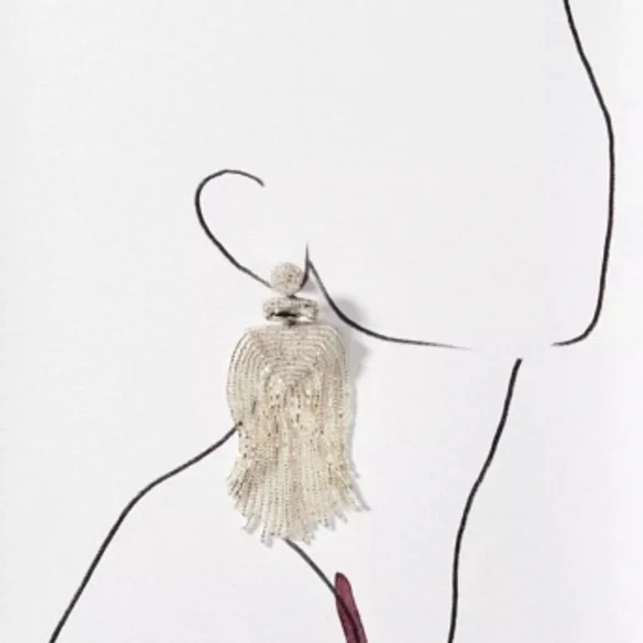 🌺🎉NWT🎉🌺 Anthropologie Deepa Silver Beaded Fringe Chandeliers - Picture 16 of 16